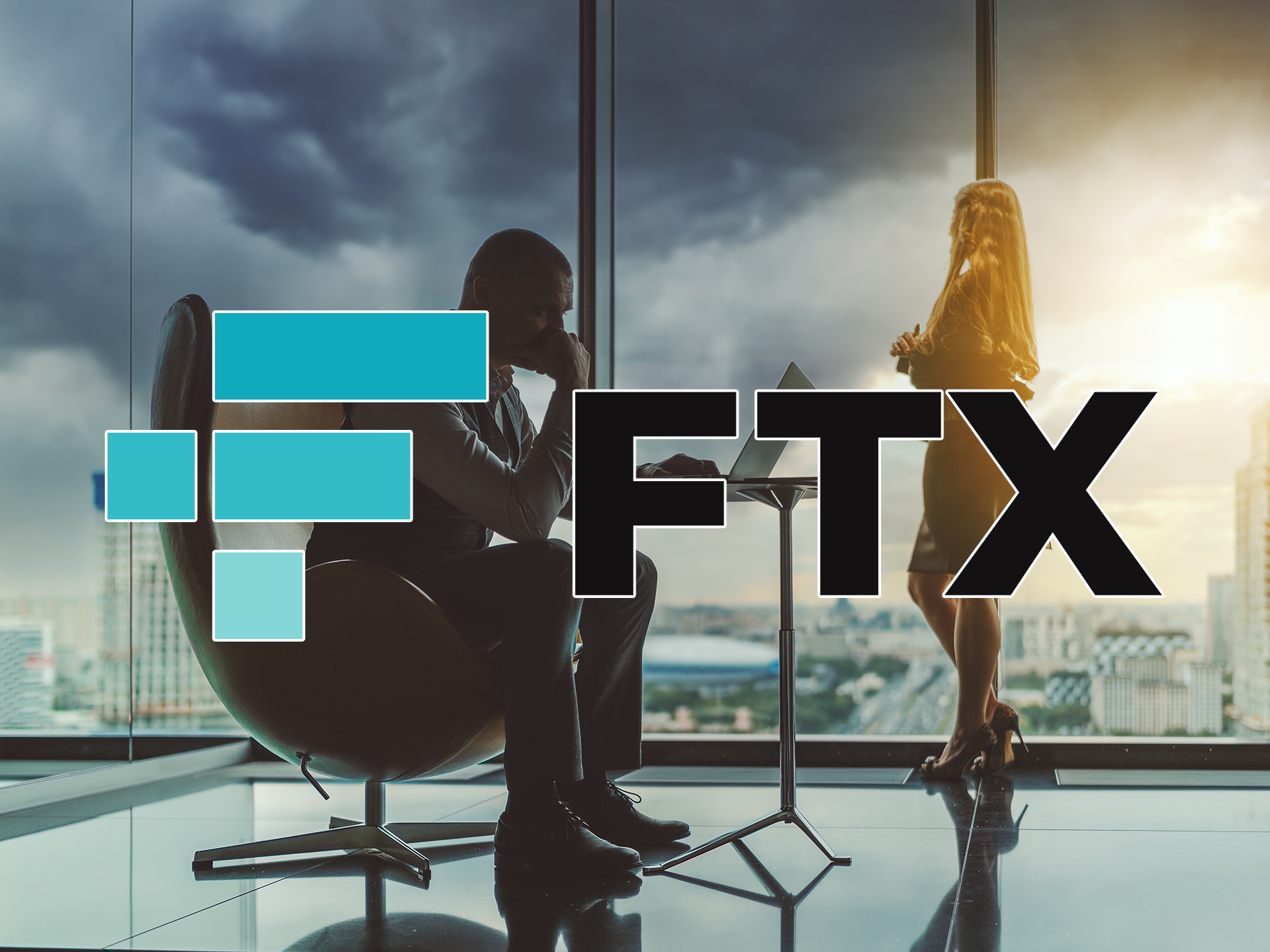ftx logo and office background