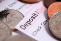 deposit slip with coins